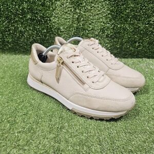 Paul Green Tate Beige Tan Leather Suede Zip Lace Up Sneakers Womens Size US 7.5
